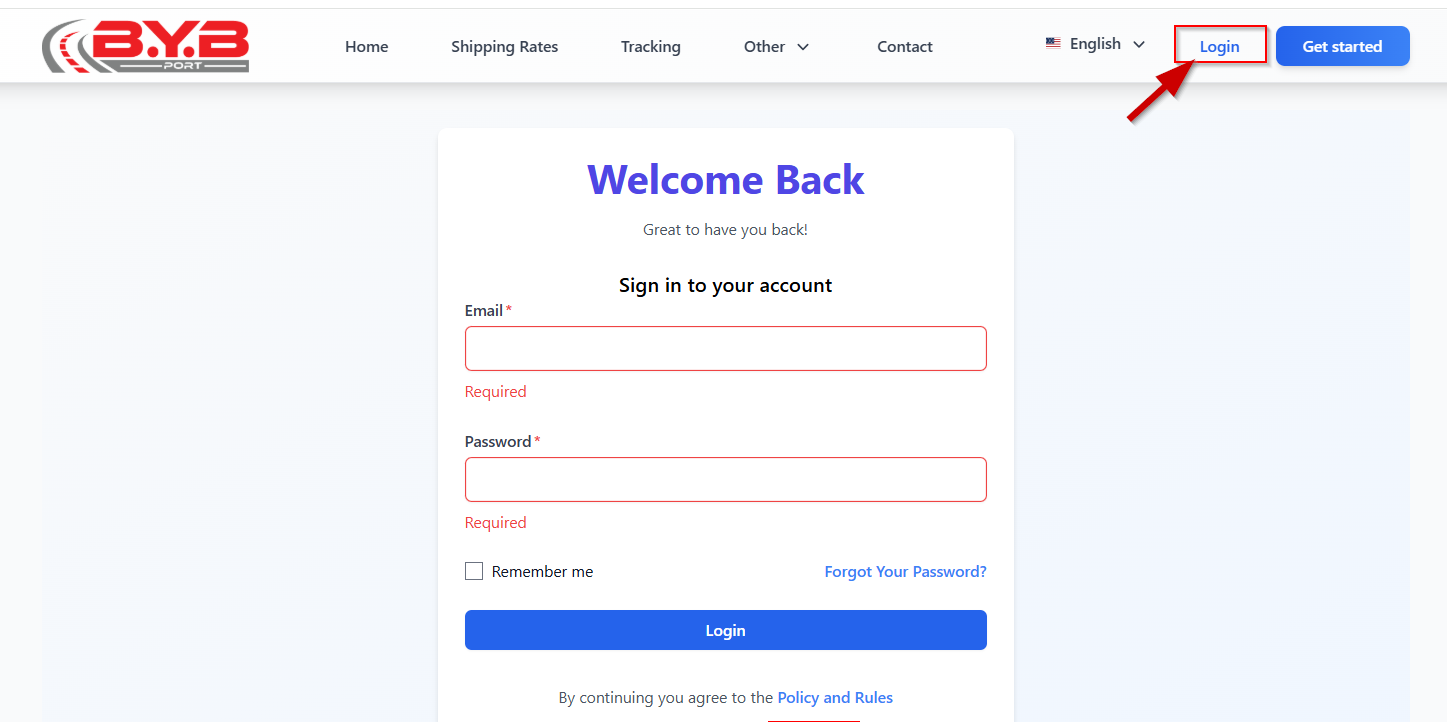 Step 1: The user registers an account - Screen 1